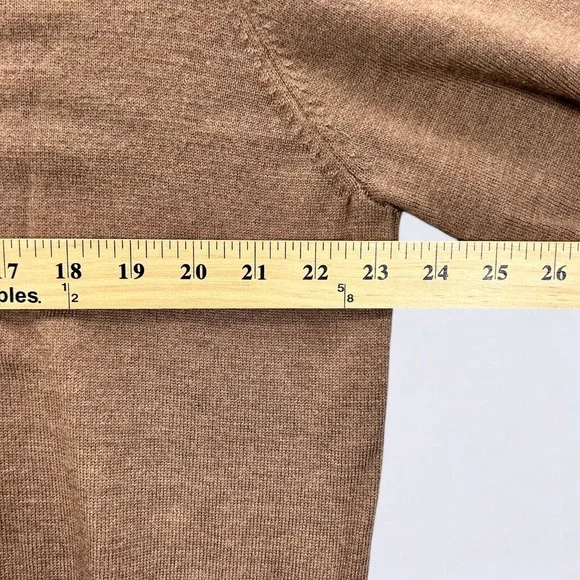 Brooks Brothers Sweater Men's XL Brown V-Neck Merino Wool Blend Stretch Preppy